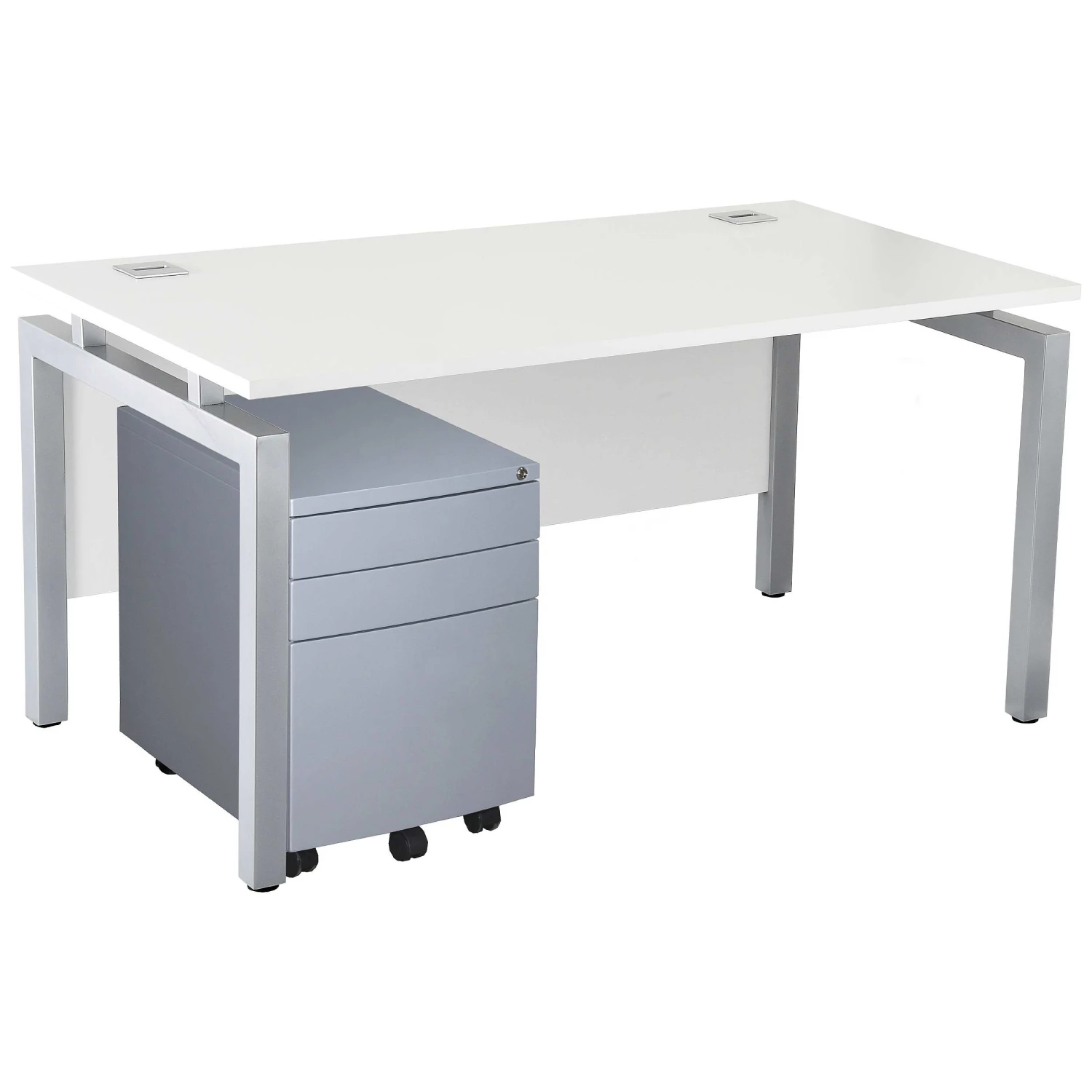 Karbon K4 Rectangular Bench Desks With 3 Drawer Metal Mobile Pedestal 7 Karbon K4 Rectangular Bench Desks With 3 Drawer Metal Mobile Pedestal - Image 5
