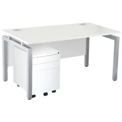 Karbon K4 Rectangular Bench Desks With 3 Drawer Metal Mobile Pedestal 27 Karbon K4 Rectangular Bench Desks With 3 Drawer Metal Mobile Pedestal -Cheap Office Desks Store 091847