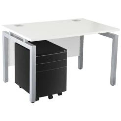 Karbon K4 Rectangular Bench Desks With 3 Drawer Metal Mobile Pedestal 38 Karbon K4 Rectangular Bench Desks With 3 Drawer Metal Mobile Pedestal -Cheap Office Desks Store 091848