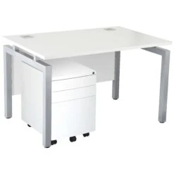 Karbon K4 Rectangular Bench Desks With 3 Drawer Metal Mobile Pedestal 40 Karbon K4 Rectangular Bench Desks With 3 Drawer Metal Mobile Pedestal -Cheap Office Desks Store 091850