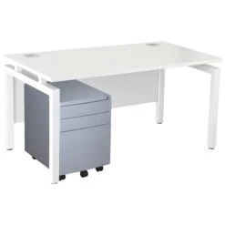 Karbon K4 Rectangular Bench Desks With 3 Drawer Metal Mobile Pedestal 29 Karbon K4 Rectangular Bench Desks With 3 Drawer Metal Mobile Pedestal -Cheap Office Desks Store 091852