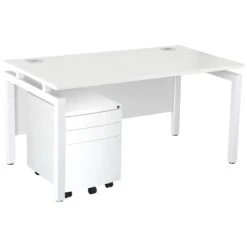 Karbon K4 Rectangular Bench Desks With 3 Drawer Metal Mobile Pedestal 30 Karbon K4 Rectangular Bench Desks With 3 Drawer Metal Mobile Pedestal -Cheap Office Desks Store 091853