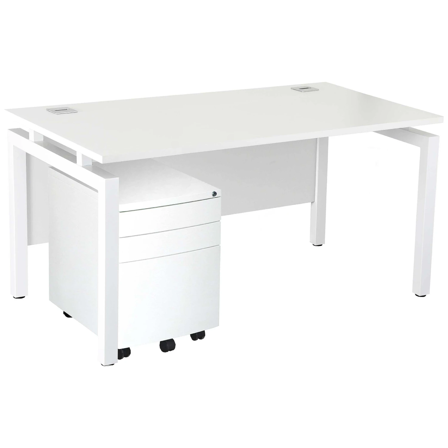 Karbon K4 Rectangular Bench Desks With 3 Drawer Metal Mobile Pedestal 11 Karbon K4 Rectangular Bench Desks With 3 Drawer Metal Mobile Pedestal - Image 9