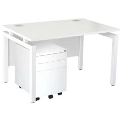 Karbon K4 Rectangular Bench Desks With 3 Drawer Metal Mobile Pedestal 34 Karbon K4 Rectangular Bench Desks With 3 Drawer Metal Mobile Pedestal -Cheap Office Desks Store 091856