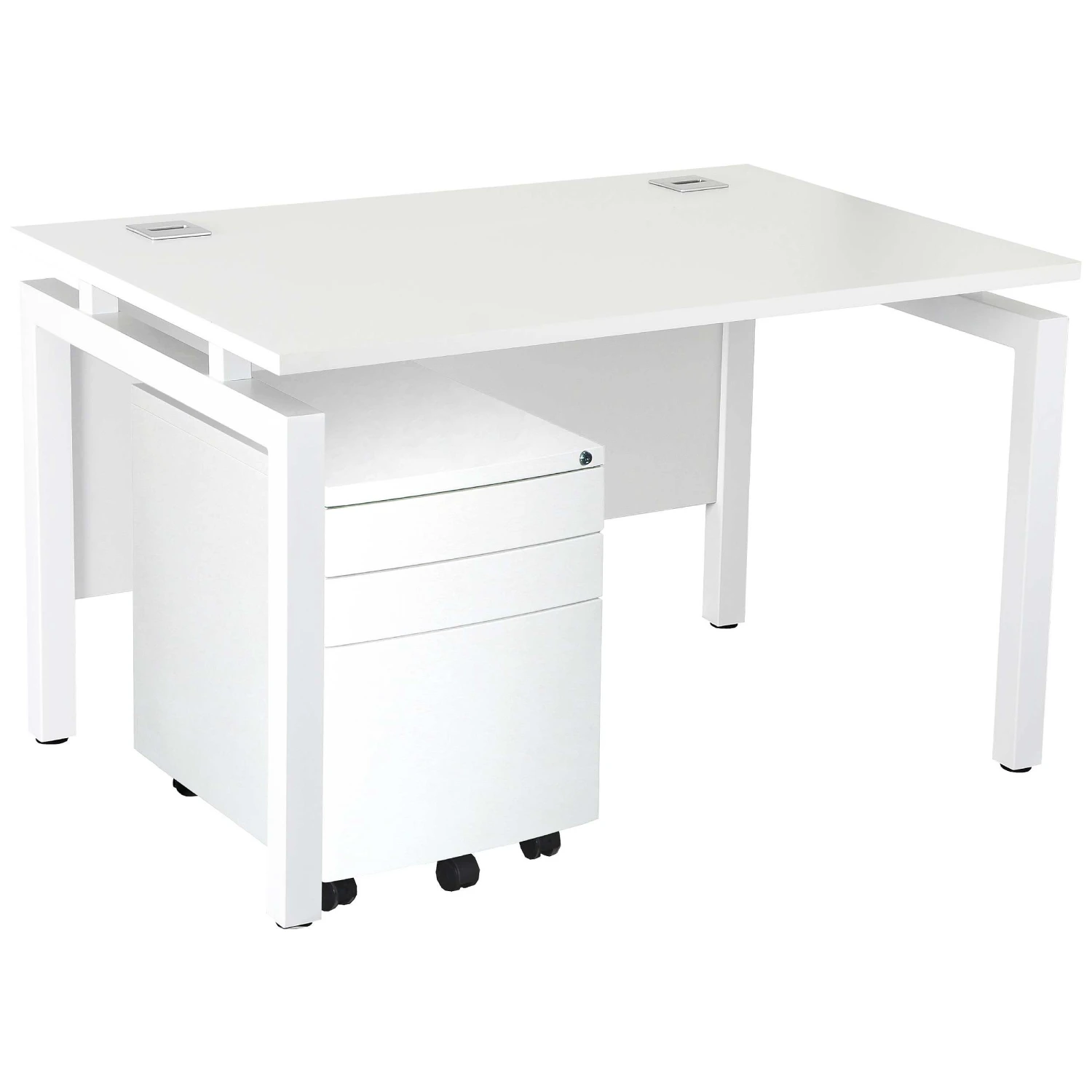 Karbon K4 Rectangular Bench Desks With 3 Drawer Metal Mobile Pedestal 15 Karbon K4 Rectangular Bench Desks With 3 Drawer Metal Mobile Pedestal - Image 13