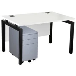 Karbon K4 Rectangular Bench Desk With 3 Drawer Slimline Mobile Metal Pedestal -Cheap Office Desks Store 091863
