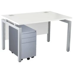 Karbon K4 Rectangular Bench Desk With 3 Drawer Slimline Mobile Metal Pedestal -Cheap Office Desks Store 091869