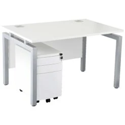 Karbon K4 Rectangular Bench Desk With 3 Drawer Slimline Mobile Metal Pedestal -Cheap Office Desks Store 091870