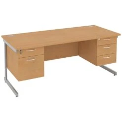 NEXT DAY Solar Rectangular Cantilever Desks With Double Fixed Pedestals
