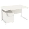 NEXT DAY Vogue White Rectangular Cantilever Desks With Mobile Pedestal -Cheap Office Desks Store 093624