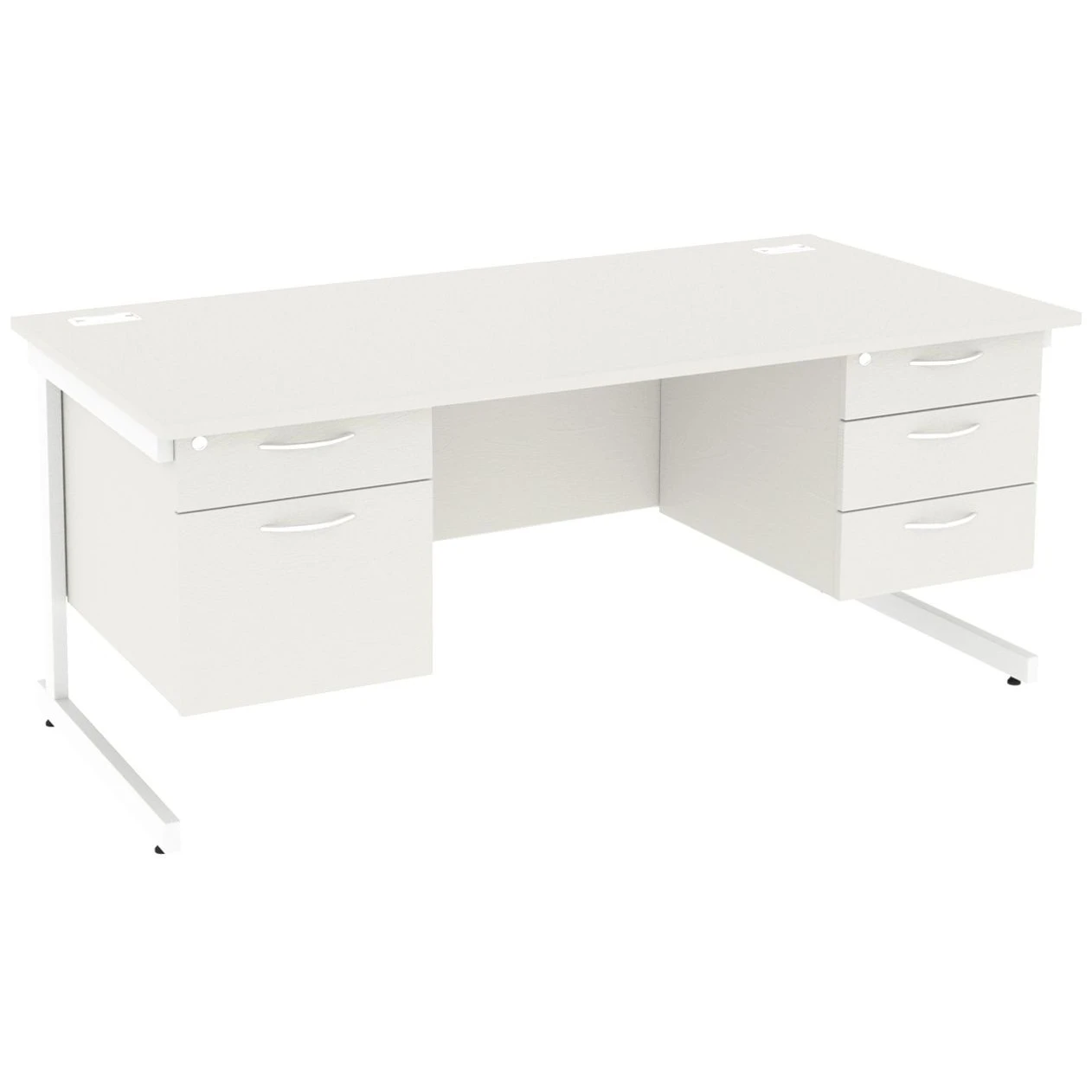 NEXT DAY Vogue White Rectangular Cantilever Desks With Double Fixed Pedestals 3 NEXT DAY Vogue White Rectangular Cantilever Desks With Double Fixed Pedestals