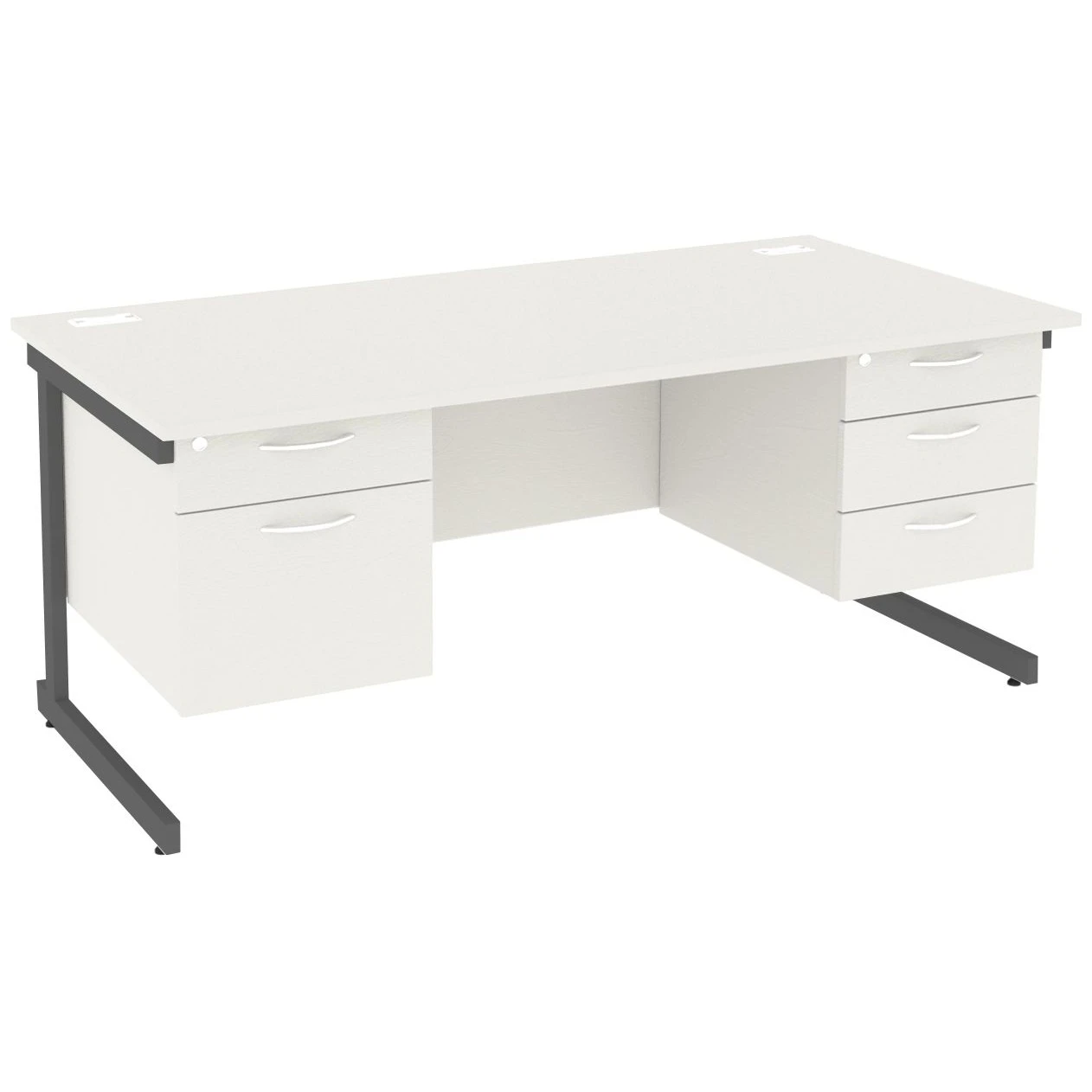 NEXT DAY Vogue White Rectangular Cantilever Desks With Double Fixed Pedestals 4 NEXT DAY Vogue White Rectangular Cantilever Desks With Double Fixed Pedestals - Image 2