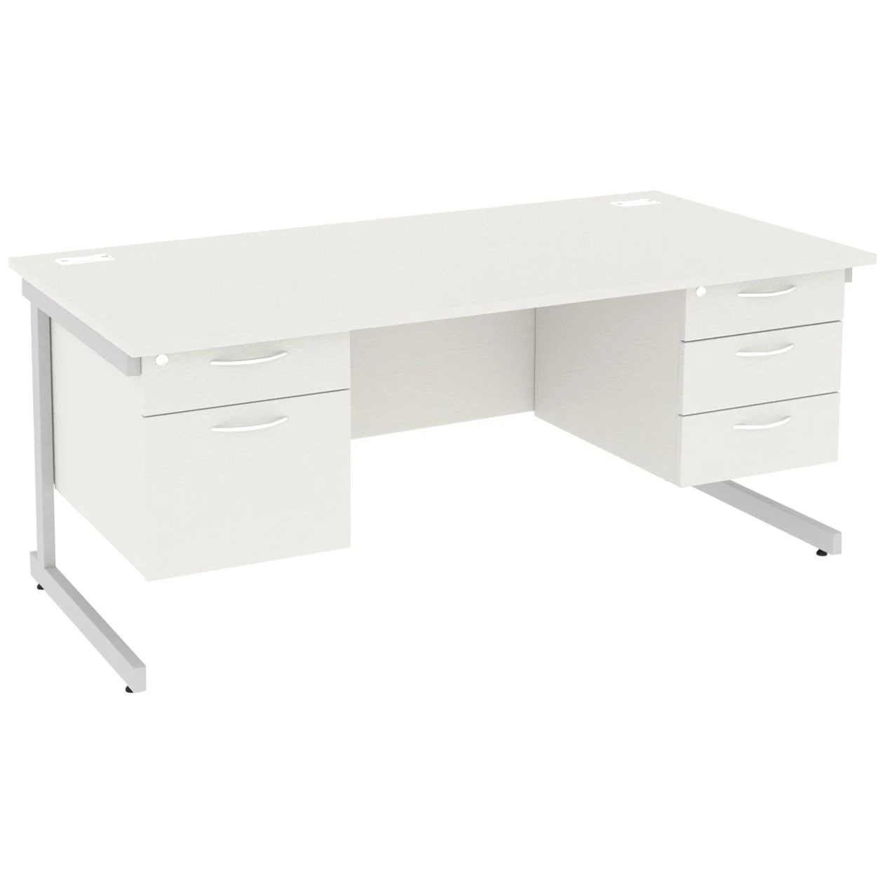 NEXT DAY Vogue White Rectangular Cantilever Desks With Double Fixed Pedestals 5 NEXT DAY Vogue White Rectangular Cantilever Desks With Double Fixed Pedestals - Image 3