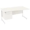 NEXT DAY Vogue White Wave Cantilever Desks With Single Fixed Pedestal -Cheap Office Desks Store 093666
