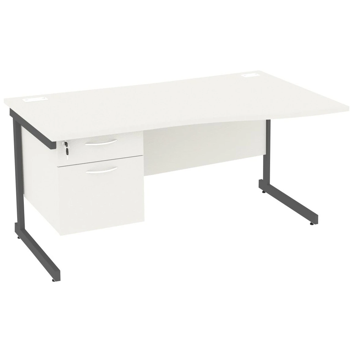 NEXT DAY Vogue White Wave Cantilever Desks With Single Fixed Pedestal 4 NEXT DAY Vogue White Wave Cantilever Desks With Single Fixed Pedestal - Image 2