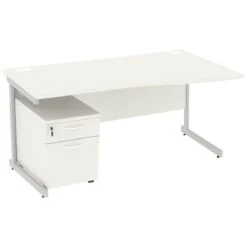 NEXT DAY Vogue White Wave Cantilever Desks With Mobile Pedestal -Cheap Office Desks Store 093682