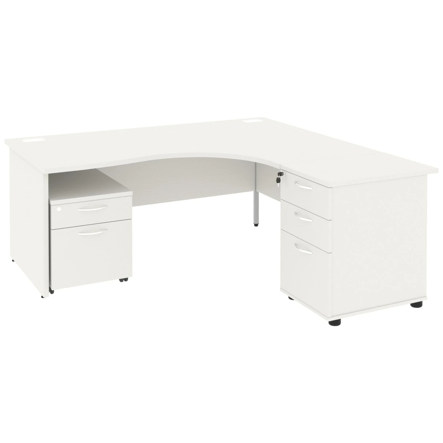 NEXT DAY Vogue White Ergonomic Panel End Desks With Desk High & Mobile Pedestal 3 NEXT DAY Vogue White Ergonomic Panel End Desks With Desk High & Mobile Pedestal