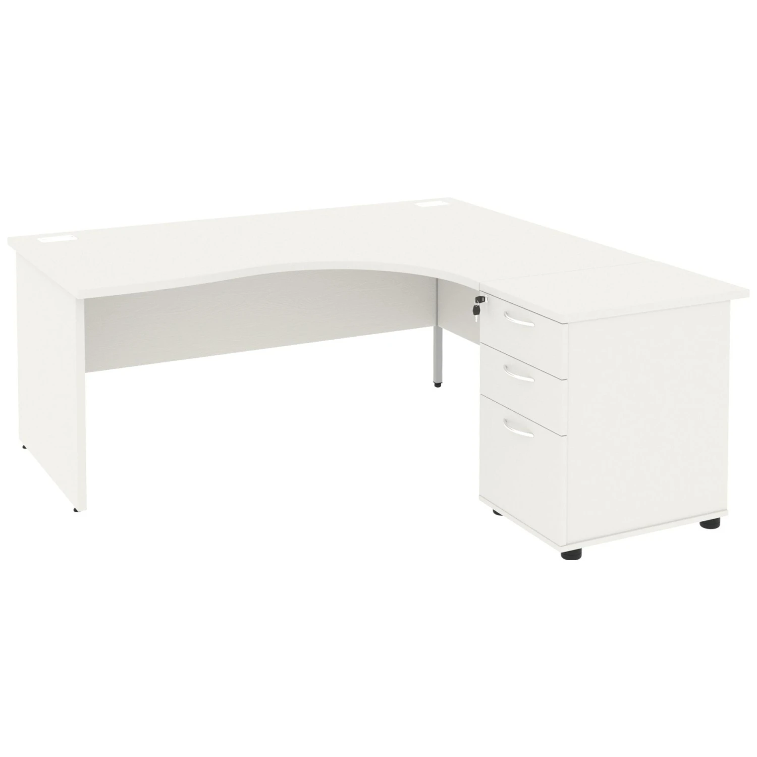 NEXT DAY Vogue White Ergonomic Panel End Desks With Desk High Pedestal 3 NEXT DAY Vogue White Ergonomic Panel End Desks With Desk High Pedestal