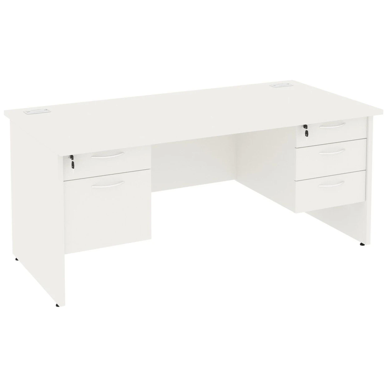 NEXT DAY Vogue White Rectangular Panel End Desks With Double Fixed Pedestals 3 NEXT DAY Vogue White Rectangular Panel End Desks With Double Fixed Pedestals