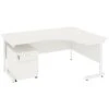 NEXT DAY Vogue White Ergonomic Cantilever Desks With Mobile Pedestal -Cheap Office Desks Store 093941