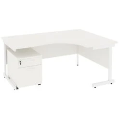 NEXT DAY Vogue White Ergonomic Cantilever Desks With Mobile Pedestal