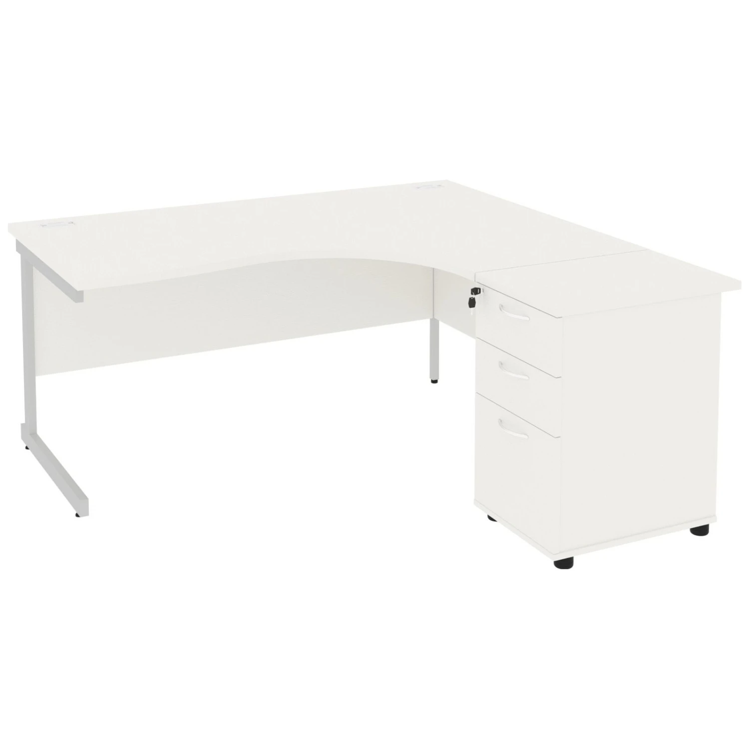 NEXT DAY Vogue White Ergonomic Cantilever Desks With Desk High Pedestal 5 NEXT DAY Vogue White Ergonomic Cantilever Desks With Desk High Pedestal - Image 3