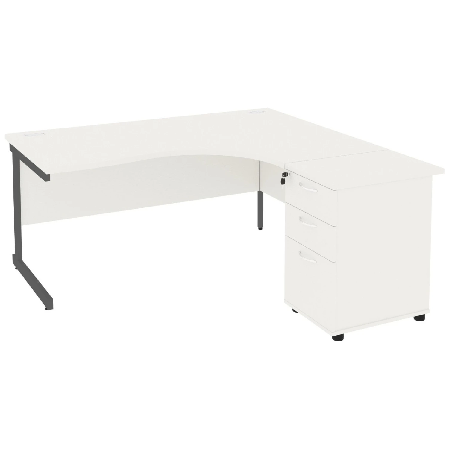 NEXT DAY Vogue White Ergonomic Cantilever Desks With Desk High Pedestal 4 NEXT DAY Vogue White Ergonomic Cantilever Desks With Desk High Pedestal - Image 2