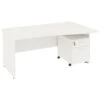 NEXT DAY Vogue White Wave Panel End Desks With Mobile Pedestal -Cheap Office Desks Store 093953