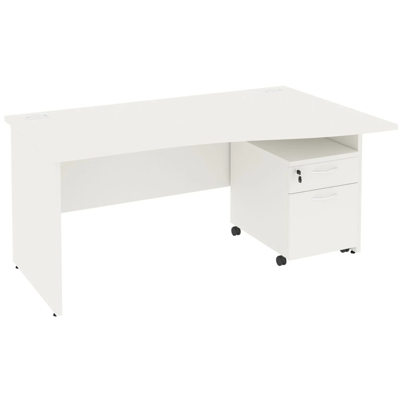 NEXT DAY Vogue White Wave Panel End Desks With Mobile Pedestal 3 NEXT DAY Vogue White Wave Panel End Desks With Mobile Pedestal