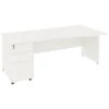 NEXT DAY Vogue White Wave Panel End Desks With Desk High Pedestal -Cheap Office Desks Store 093954