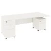NEXT DAY Vogue White Wave Cantilever Desks With Desk High & Mobile Pedestal -Cheap Office Desks Store 093957