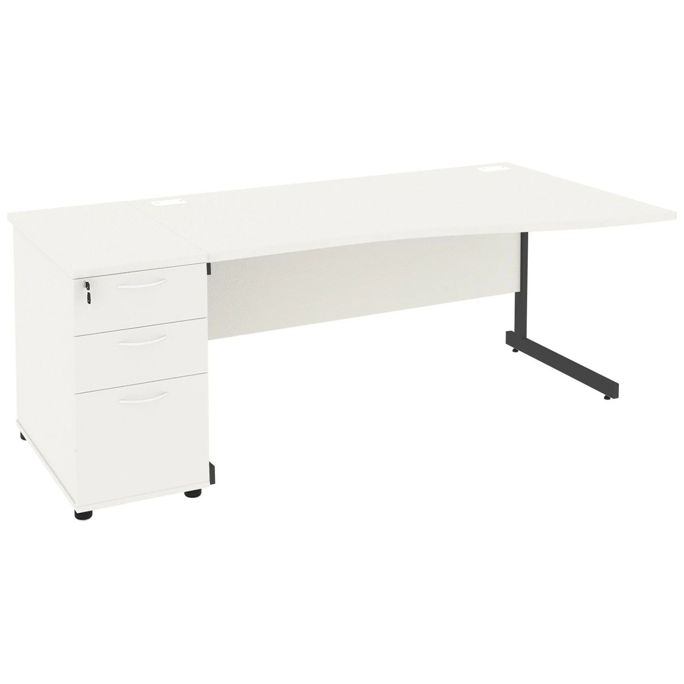 NEXT DAY Vogue White Wave Cantilever Desks With Desk High Pedestal 4 NEXT DAY Vogue White Wave Cantilever Desks With Desk High Pedestal - Image 2