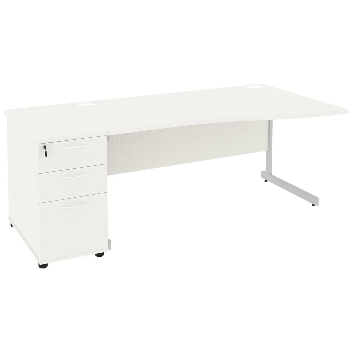 NEXT DAY Vogue White Wave Cantilever Desks With Desk High Pedestal 5 NEXT DAY Vogue White Wave Cantilever Desks With Desk High Pedestal - Image 3