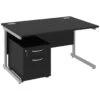 NEXT DAY Eclipse Black Rectangular Cantilever Desks With Mobile Pedestal -Cheap Office Desks Store 097144
