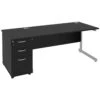 NEXT DAY Eclipse Black Rectangular Cantilever Desks With Desk High Pedestal -Cheap Office Desks Store 097146