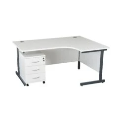Karbon K1 Ergonomic Cantilever Office Desks With Low Mobile Pedestal -Cheap Office Desks Store 099542