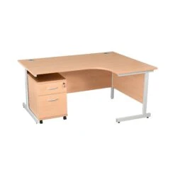 Karbon K1 Ergonomic Cantilever Office Desks With Low Mobile Pedestal -Cheap Office Desks Store 099544