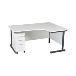 Karbon K1 Ergonomic Cantilever Office Desks With Narrow Under Desk Pedestal -Cheap Office Desks Store 099618