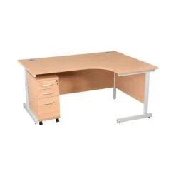 Karbon K1 Ergonomic Cantilever Office Desks With Narrow Under Desk Pedestal -Cheap Office Desks Store 099620