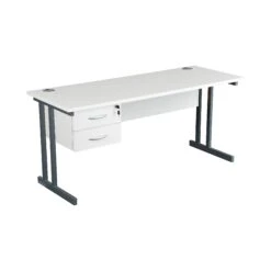 Karbon K3 Compact Rectangular Deluxe Cantilever Desk With Single Fixed Pedestal