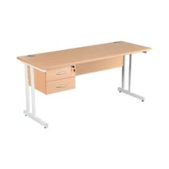 Karbon K3 Compact Rectangular Deluxe Cantilever Desk With Single Fixed Pedestal -Cheap Office Desks Store 099907