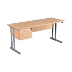 Karbon K3 Compact Rectangular Deluxe Cantilever Desk With Single Fixed Pedestal -Cheap Office Desks Store 099908