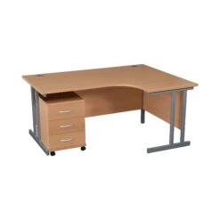 Karbon K3 Ergonomic Deluxe Cantilever Desk With Low Mobile Pedestal -Cheap Office Desks Store 100224