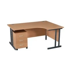Karbon K3 Ergonomic Deluxe Cantilever Desk With Low Mobile Pedestal -Cheap Office Desks Store 100225