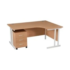 Karbon K3 Ergonomic Deluxe Cantilever Desk With Low Mobile Pedestal -Cheap Office Desks Store 100227