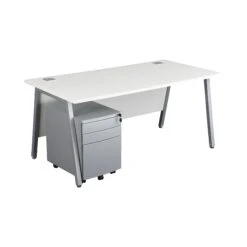 Karbon K6 A-Frame Rectangular Desks With Metal 3 Drawer Mobile Pedestal -Cheap Office Desks Store 100525