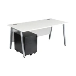 Karbon K6 A-Frame Rectangular Desks With Metal 3 Drawer Mobile Pedestal -Cheap Office Desks Store 100526