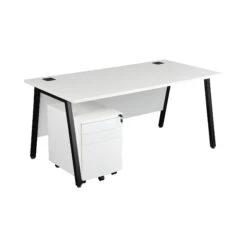 Karbon K6 A-Frame Rectangular Desks With Metal 3 Drawer Mobile Pedestal -Cheap Office Desks Store 100529