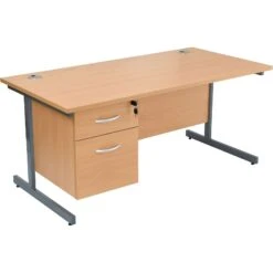 Karbon K1 Rectangular Cantilever Office Desks With Single Fixed Pedestal