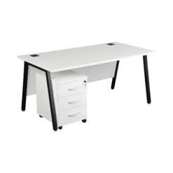 Karbon K6 A-Frame Rectangular Desks With Under Desk Mobile Pedestal